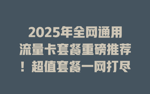 2025年全网通用流量卡套餐重磅推荐！超值套餐一网打尽