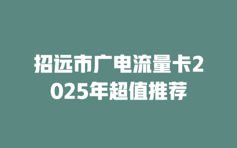 招远市广电流量卡2025年超值推荐
