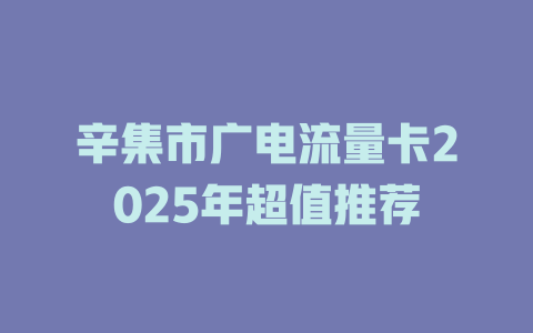辛集市广电流量卡2025年超值推荐
