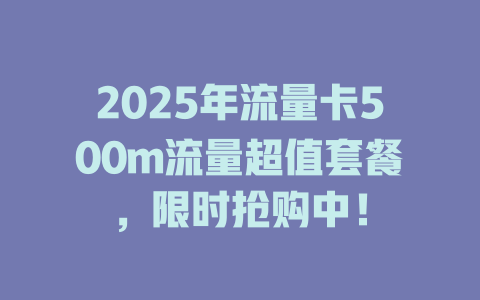 2025年流量卡500m流量超值套餐，限时抢购中！