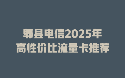 郫县电信2025年高性价比流量卡推荐