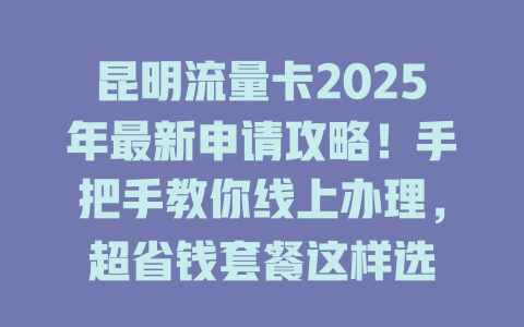 昆明流量卡2025年最新申请攻略！手把手教你线上办理，超省钱套餐这样选