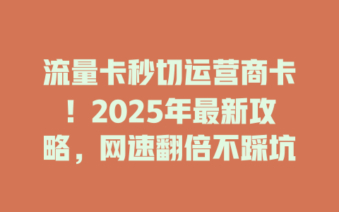 流量卡秒切运营商卡！2025年最新攻略，网速翻倍不踩坑