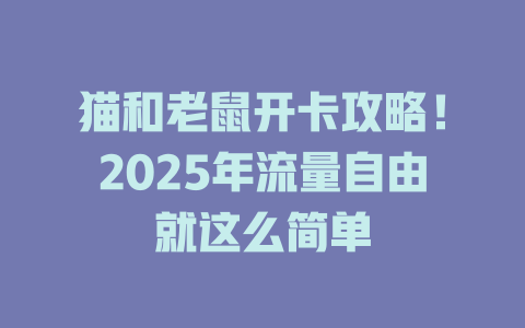 猫和老鼠开卡攻略！2025年流量自由就这么简单