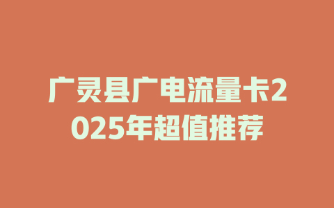 广灵县广电流量卡2025年超值推荐