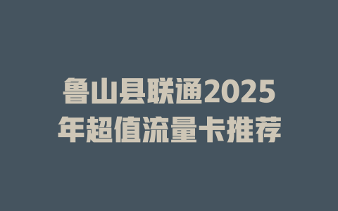 鲁山县联通2025年超值流量卡推荐