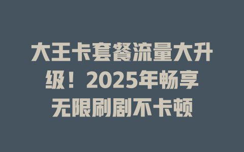 大王卡套餐流量大升级！2025年畅享无限刷剧不卡顿