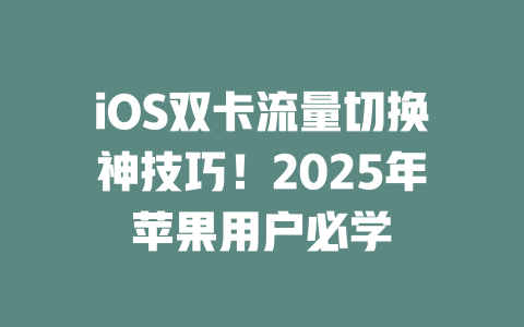 iOS双卡流量切换神技巧！2025年苹果用户必学
