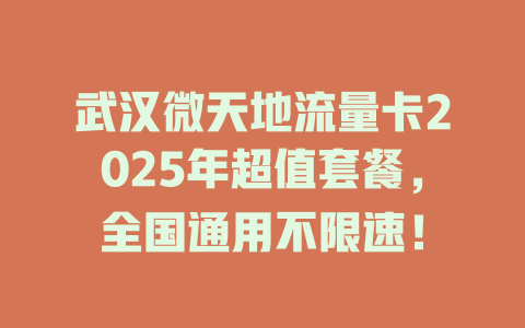 武汉微天地流量卡2025年超值套餐，全国通用不限速！