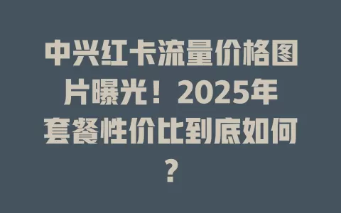 中兴红卡流量价格图片曝光！2025年套餐性价比到底如何？