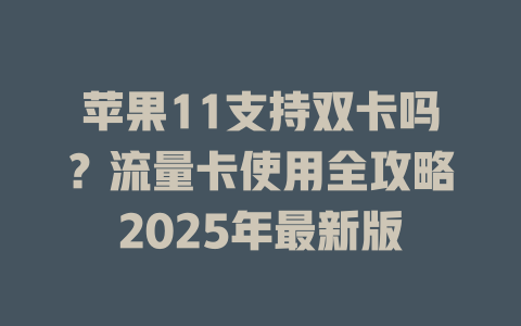 苹果11支持双卡吗？流量卡使用全攻略2025年最新版