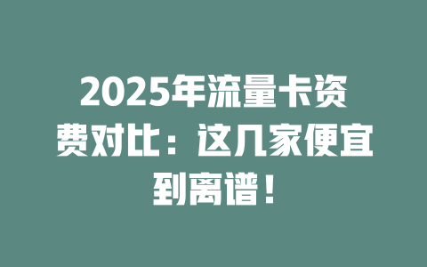 2025年流量卡资费对比：这几家便宜到离谱！