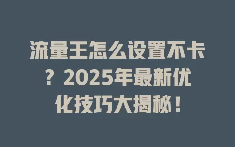流量王怎么设置不卡？2025年最新优化技巧大揭秘！