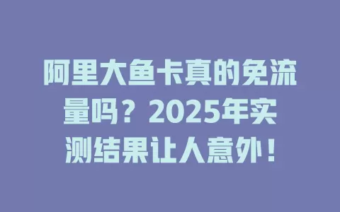 阿里大鱼卡真的免流量吗？2025年实测结果让人意外！
