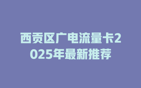 西贡区广电流量卡2025年最新推荐