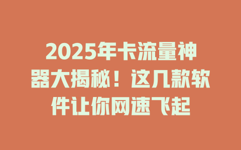 2025年卡流量神器大揭秘！这几款软件让你网速飞起