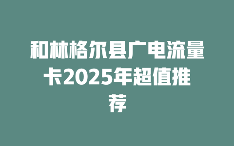 和林格尔县广电流量卡2025年超值推荐