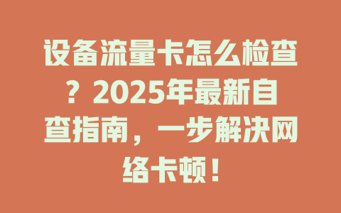 设备流量卡怎么检查？2025年最新自查指南，一步解决网络卡顿！