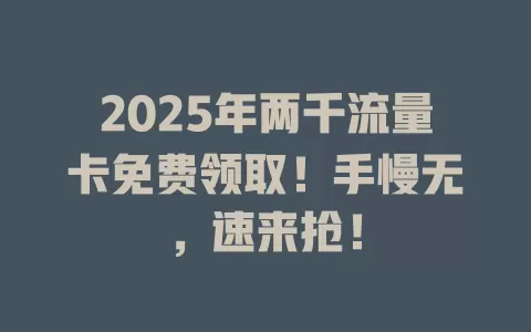 2025年两千流量卡免费领取！手慢无，速来抢！