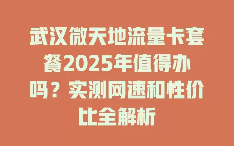 武汉微天地流量卡套餐2025年值得办吗？实测网速和性价比全解析
