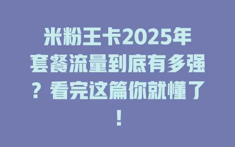 米粉王卡2025年套餐流量到底有多强？看完这篇你就懂了！