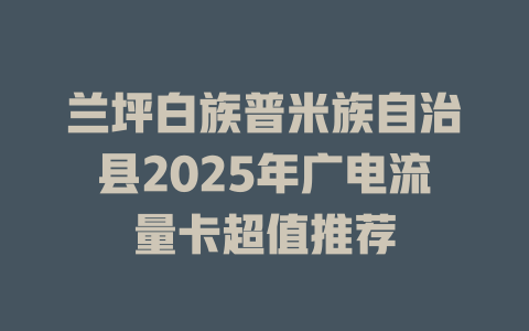 兰坪白族普米族自治县2025年广电流量卡超值推荐