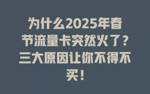 为什么2025年春节流量卡突然火了？三大原因让你不得不买！