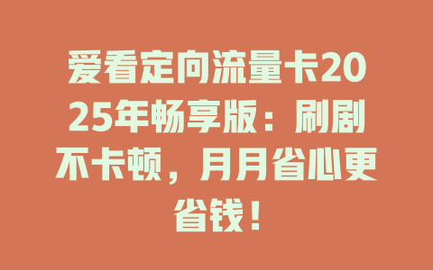 爱看定向流量卡2025年畅享版：刷剧不卡顿，月月省心更省钱！