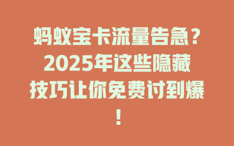 蚂蚁宝卡流量告急？2025年这些隐藏技巧让你免费讨到爆！
