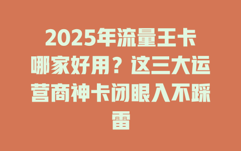 2025年流量王卡哪家好用？这三大运营商神卡闭眼入不踩雷