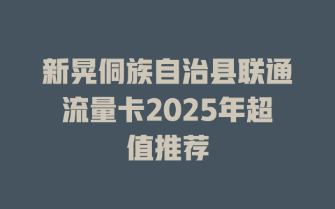 新晃侗族自治县联通流量卡2025年超值推荐