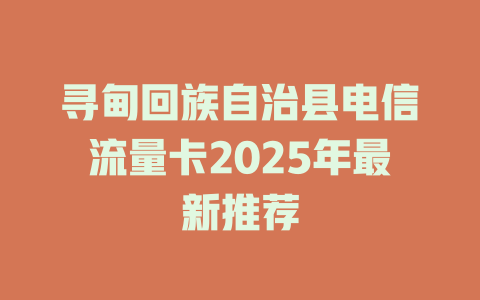 寻甸回族自治县电信流量卡2025年最新推荐