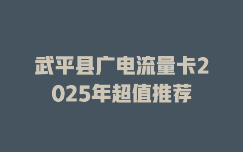 武平县广电流量卡2025年超值推荐