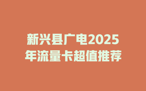 新兴县广电2025年流量卡超值推荐