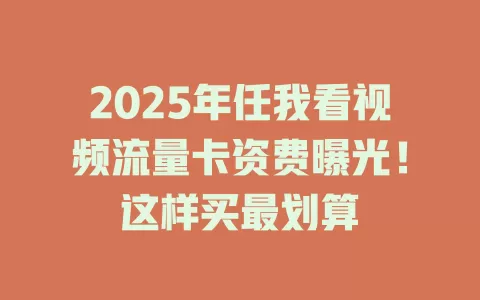 2025年任我看视频流量卡资费曝光！这样买最划算