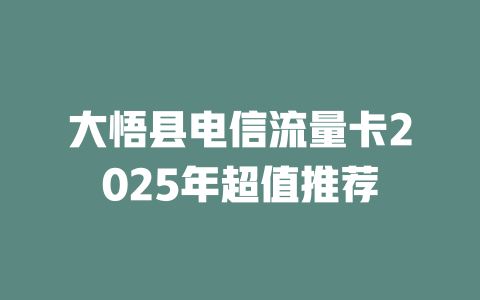 大悟县电信流量卡2025年超值推荐