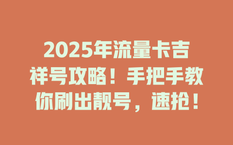 2025年流量卡吉祥号攻略！手把手教你刷出靓号，速抢！