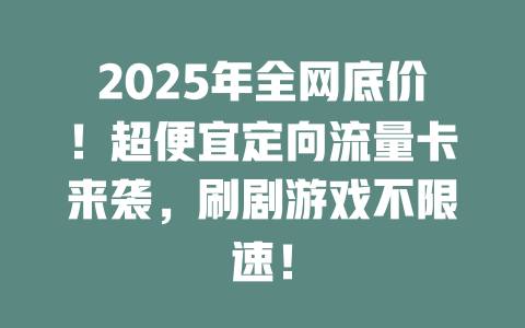 2025年全网底价！超便宜定向流量卡来袭，刷剧游戏不限速！