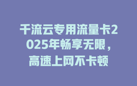 千流云专用流量卡2025年畅享无限，高速上网不卡顿