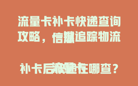 流量卡补卡快递查询攻略，一键追踪物流信息  

流量卡补卡后快递在哪查？