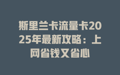 斯里兰卡流量卡2025年最新攻略：上网省钱又省心