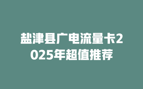 盐津县广电流量卡2025年超值推荐