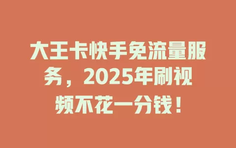 大王卡快手免流量服务，2025年刷视频不花一分钱！