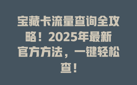 宝藏卡流量查询全攻略！2025年最新官方方法，一键轻松查！