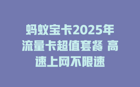 蚂蚁宝卡2025年流量卡超值套餐 高速上网不限速