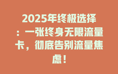 2025年终极选择：一张终身无限流量卡，彻底告别流量焦虑！