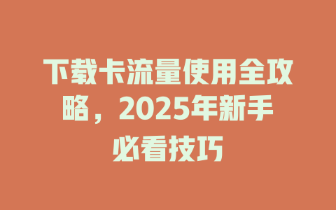 下载卡流量使用全攻略，2025年新手必看技巧