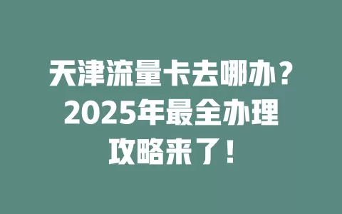 天津流量卡去哪办？2025年最全办理攻略来了！
