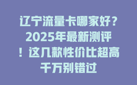辽宁流量卡哪家好？2025年最新测评！这几款性价比超高千万别错过