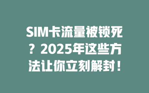 SIM卡流量被锁死？2025年这些方法让你立刻解封！